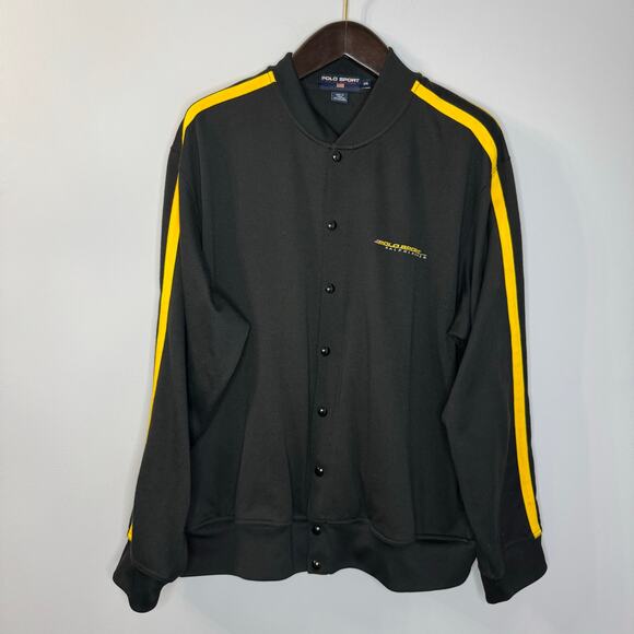 Vintage Polo Sport Snap Ralph Lauren Track Jacket Track Snap Button Black XXL - Picture 1 of 9